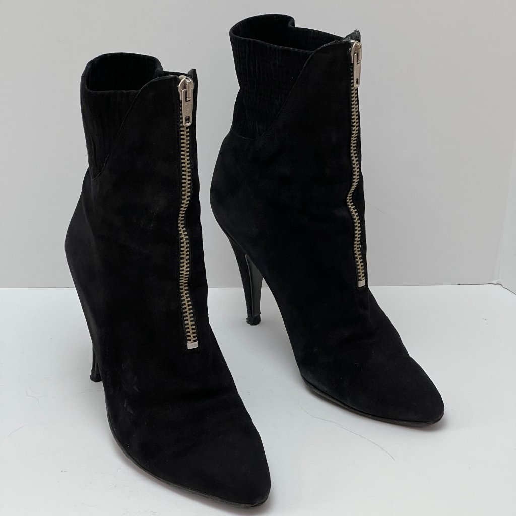 Xavier Danaud Italian Black Leather Boots Size 38 Italy Zipper Zip Up Us 7